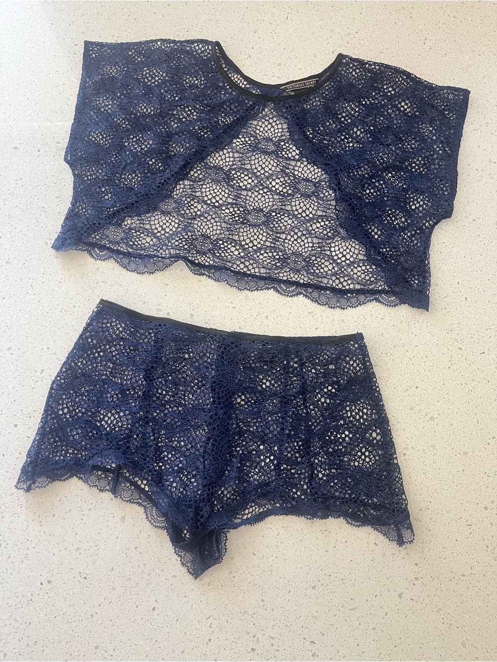 Victoria's Secret Lace Bolero Cropped Camisole Top & Boyshorts Lingerie Set